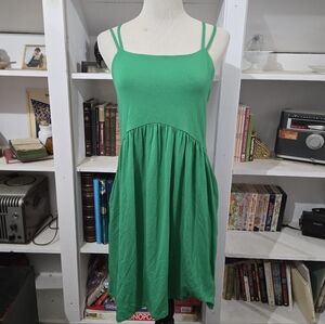 NWT Old Navy Spaghetti Strap Crisscross  Sundress Green Size Medium With Pockets